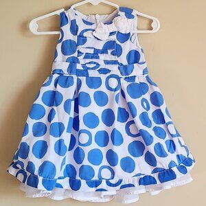 The Children’s Place White w/blue Polka Dots Dress. Size 12 Months